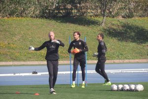 Makaridze, Tarrés y Fernando en uno de los entrenamientos de la temporada.