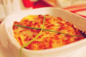 Lasaña para cenar.