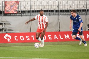 Sergio Akieme en el partido de la pasada Liga frente al Alcorcón.
