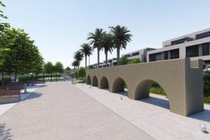 Aspecto que tendrá la reconstrucción de un fragmento del Acueducto en la nueva urbanización