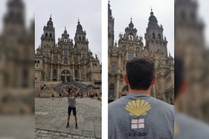 Javier Aureliano García tras finalizar el Camino de Santiago.