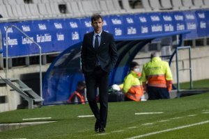 José Ángel Ziganda en el duelo con el Almería la pasada temporada.