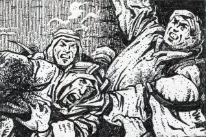 ilustración de José Antonio Canteras Alonso que, mediante la técnica de la tinta negra, ha recreado las leyendas del libro.