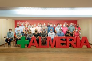 Delegados del PSOE de Almería en la sede provincial.