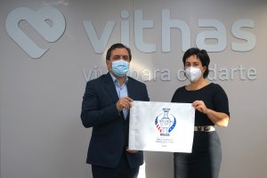 Acuerdo Vithas Solheim Cup Dr. Pedro Rico director general de Vithas y Alicia Garrido directora general Deporte & Business.