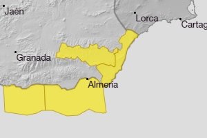 Mapa de la Aemet con los avisos meteorológicos para este jueves.