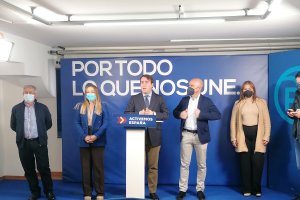Imagen de la rueda de prensa en la sede del Partido Popular en la capital almeriense.