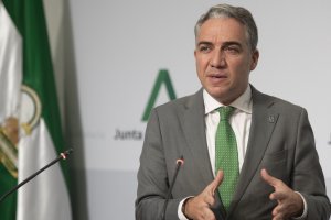 Elías Bendodo, este martes en la rueda de prensa posterior al Consejo de Gobierno de la Junta.