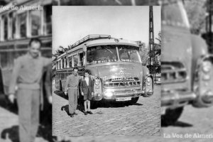 Uno de los coches de la marca ‘Leyland’ de la empresa de transportes de Paco Gázquez. Hacía el servicio con Barcelona. Su conductor era Rafael Plaza.
