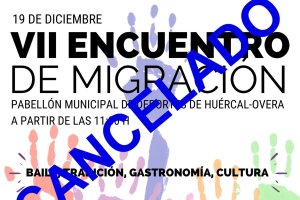 Cartel del evento con el anuncio de la cancelación.