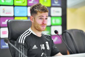 Berto Cayarga en la sala de prensa de Cartagonova.