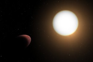 Representación artística del planeta ovalado WASP-103b publicada en Twitter por @ESA_CHEOPS.