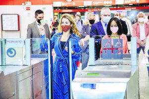 La ministra de Transportes, Raquel Sánchez, durante un acto relacionado con el servicio de Cercanías de Renfe en Madrid.