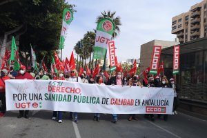 Cabecera de la manifestación de este sábado en Almería.