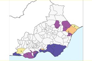 Mapa provincial con los municipios sombreados donde residen ucranianos.