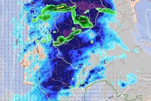 Situación de la borrasca atlántica a mediodía del próximo jueves
