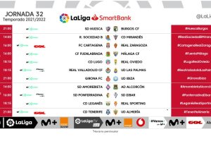 Horarios de la jornada 32 en Segunda División.