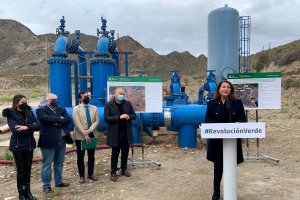 Carmen Crespo en su visita a las obras de emergencia de mejora de la garantía de abastecimiento de los municipios del Valle del Almanzora