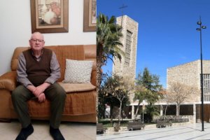 A la izquierda Ginés Rodríguez y a la derecha la Iglesia de la Asunción de Olula del Río.