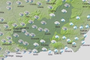 Mapa de precipitaciones de la AEMET el próximo lunes en Almería.