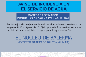 Cartel publicado por DUE - Aguas de El Ejido en su página web.