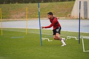 Lucas Robertone en el entrenamiento de este miércoles.