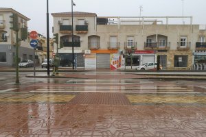 Imagen de la lluvia hoy en Vera, uno de los municipios del Levante.