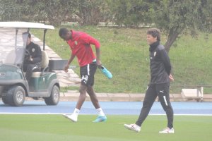 Rubi y Sadiq en el entrenamiento de este jueves.