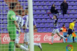 Juan Villar celebrando el gol que le hizo al Almería en la campaña 2015-2016.