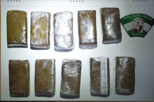 Las pastillas de hachís incautadas por la Policía Local e Mojácar.