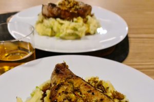 Lomo y puré de patatas.