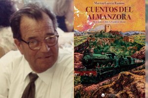 Martín García Ramos y la portada de Cuentos del Almanzora en su reedición.