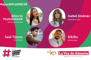 Los cuatro candidatos a ser Mejor Influencer en los Premios Almería Digital.