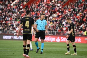 Pulido Santana en el Almería-Lugo, que acabó 3-3 en el Mediterráneo.