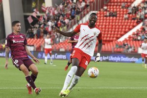 Sadiq en el partido ante la Real Sociedad B.