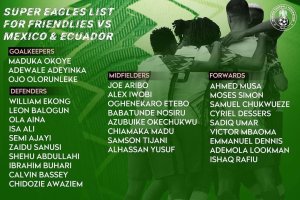 La convocatoria de Nigeria con el nombre de Sadiq.