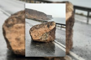 Detalle de uno de los últimos desprendimientos en la carretera.