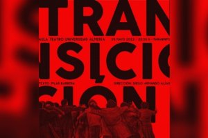 Detalle del cartel del montaje de la obra Transición.