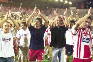 Imagen de la salvación del Almería en junio de 2003 en el Juan Rojas.