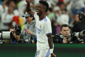 Vinicius celebra el 0-1 en la final de la Champions ante el Liverpool.