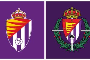El nuevo escudo del Valladolid (izquierda), en comparación con el anterior (derecha).