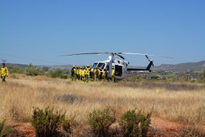 En la extinción han participado medios terrestres apoyados por un helicóptero.