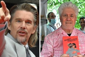El actor norteamericano Ethan Hawke y el director español Pedro Almodóvar.