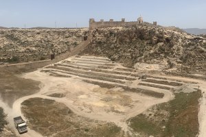 Vista de las obras de La Hoya desde La Alcazaba.