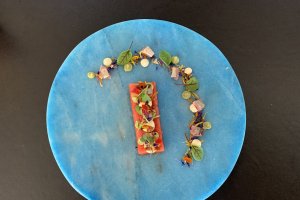 Sandía con salazones.