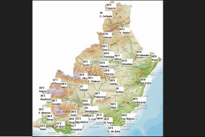 Mapa con las temperaturas máximas medidas este lunes en la provincia