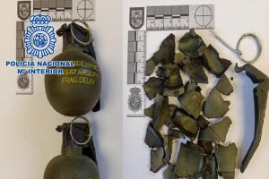 Granadas halladas por la Policía Nacional en Almería.