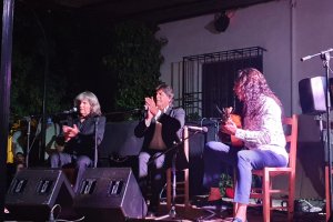 Tomatito y José Merce, dos fijos del Festival de Fondón, durante su actuación del martes.