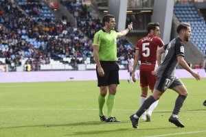 Medié Jiménez en el Almería-Numancia disputado en 2019.