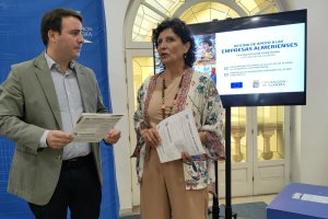 Los diputados Fernando Giménez y Carmen Navarro durante la presentación este lunes.